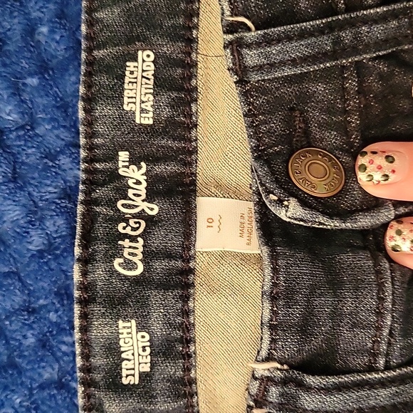 Cat & Jack stretch straight leg jeans size 10 dark wash - Picture 2 of 5